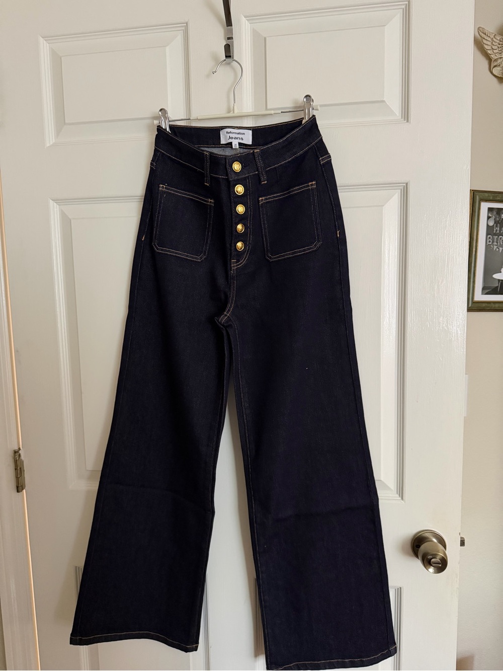Reformation Cary High-Waist Wide-Leg Jeans with Button Fly - Ondine
